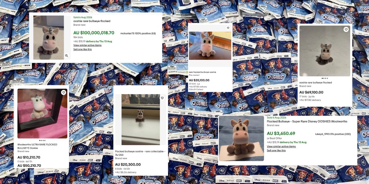 Check your kids' Ooshies! 👀 One rare Woolworths Bullseye is attracting massive eBay bids, but are the sky-high prices actually real?